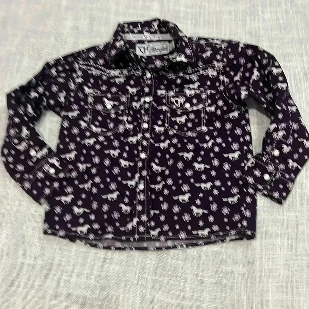Children's Purple Western Print Button-Down Shirt - Unknown Brand
